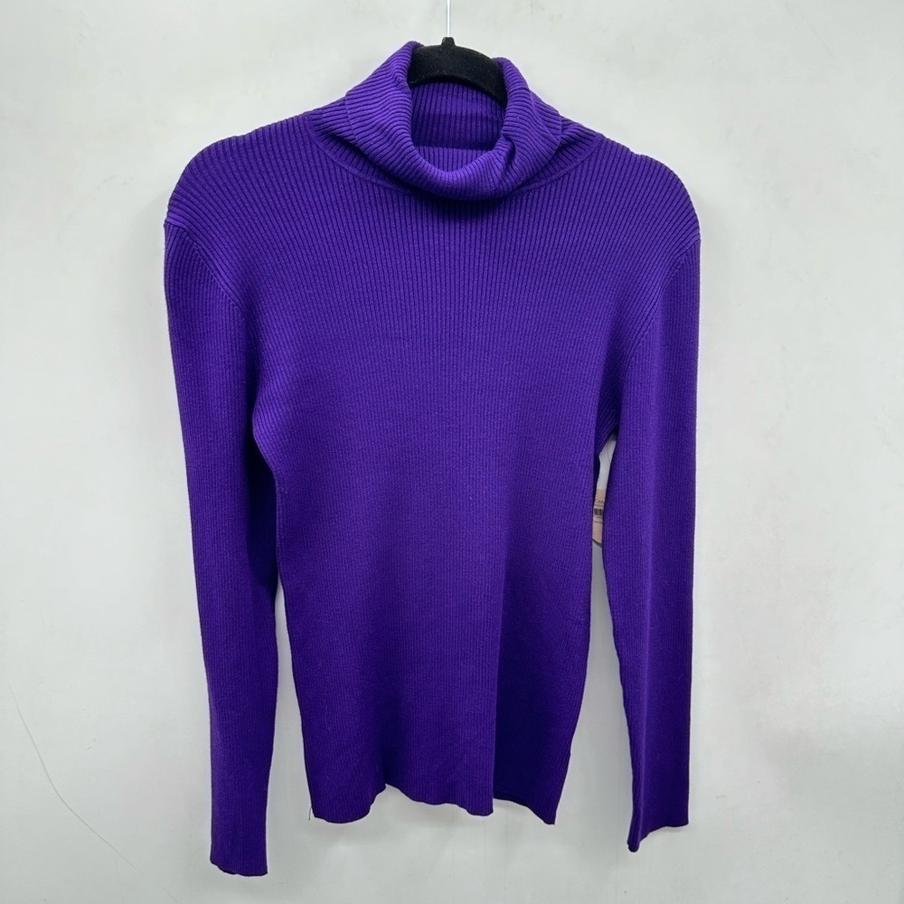 COLDWATER CREEK Purple ribbed woman gorpcore quiet luxury turtleneck NWT XS